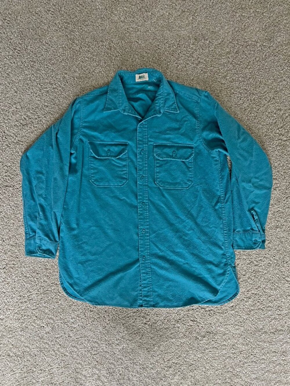 80s Vintage REI Chamois Camp Shirt Blue Outdoor Hiking Hunting USA Size 2X